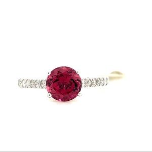 Pink Tourmaline Diamond Ring 14 Kt - Size 6.75